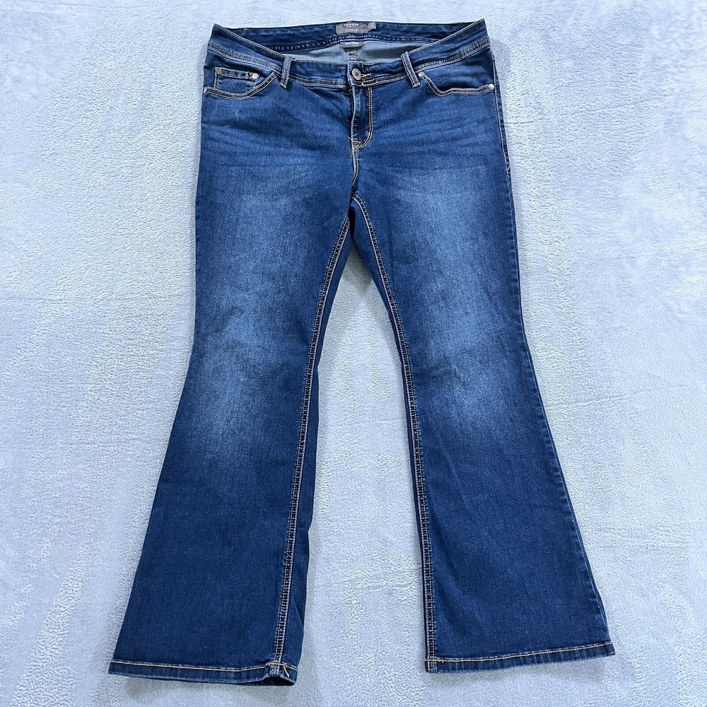 Torrid Luxe Slim Boot Jeans Womens 14S Mid Rise Flare Blue Stretch Y2K Denim